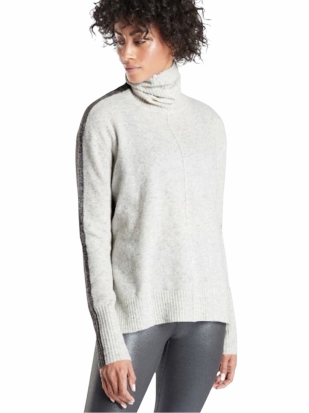 Athleta | Transit Color Block Turtleneck Sweater Merino Wool Size Small